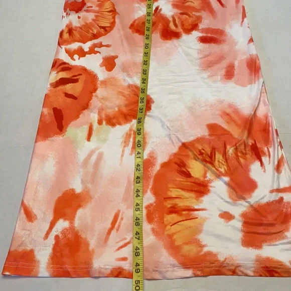 Cryptographic Tie Dye Backless Orange Maxi Dress - Picture 10 of 14